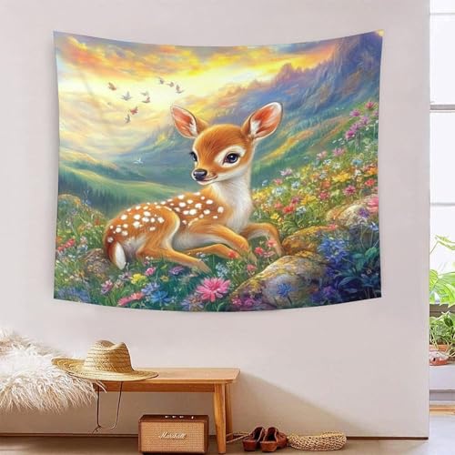ICFGHJQRS Sika Deer 3D-Druck Wandteppich Poster Ornament Wandkunst Tapestry Zubehör Trennwände Wandteppich für Wohnzimmer Schlafzimmer 130cmx150cm von ICFGHJQRS