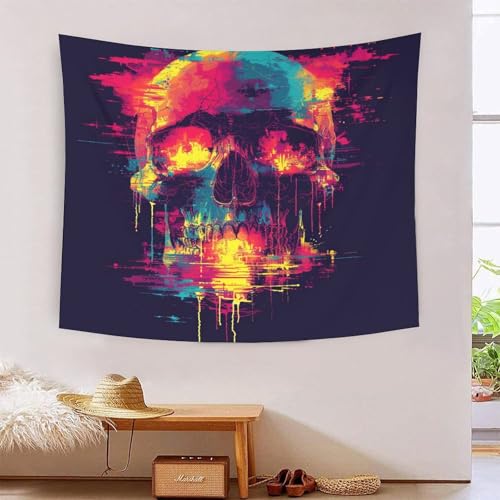 ICFGHJQRS Skull 3D-Druck Wandteppich Poster Ornament Wandkunst Tapestry Zubehör Raumteiler Tapisserie für Schlafzimmer Wohnzimmer 130cmx150cm von ICFGHJQRS