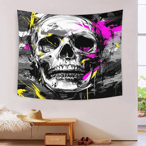 ICFGHJQRS Skull 3D-Druck Wandteppich Poster Wanddekoration Tapestry Zubehör Raumteiler Tapisserie Für Wohnzimmer Schlafzimmer Schlafsaal 130cmx150cm von ICFGHJQRS