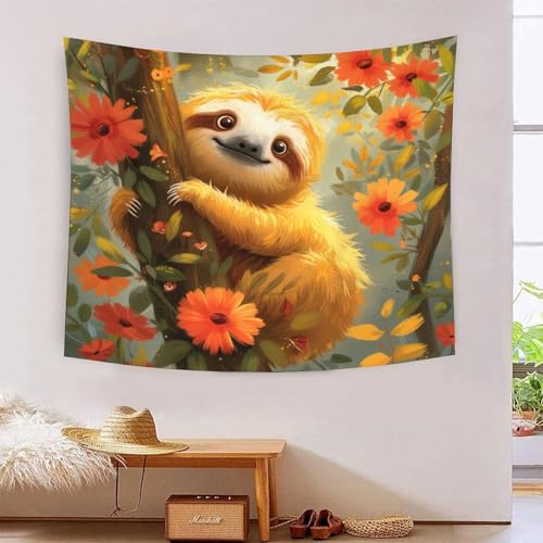 ICFGHJQRS Sloth 3D-Druck Wandteppich Poster Ornament Wandkunst Tapestry Zubehör Raumteiler Tapisserie Verwendet In Schlafzimmer, Wohnzimmer, Tagesdecke, Wanddekoration 150cmx200cm von ICFGHJQRS