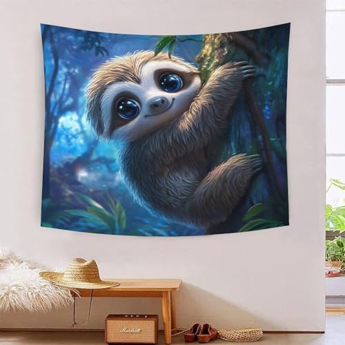 ICFGHJQRS Sloth 3D-Druck Wandteppich Poster Wanddekoration Tapestry Zubehör Raumteiler Tapisserie Für Wohnzimmer Schlafzimmer Schlafsaal 180cmx230cm von ICFGHJQRS