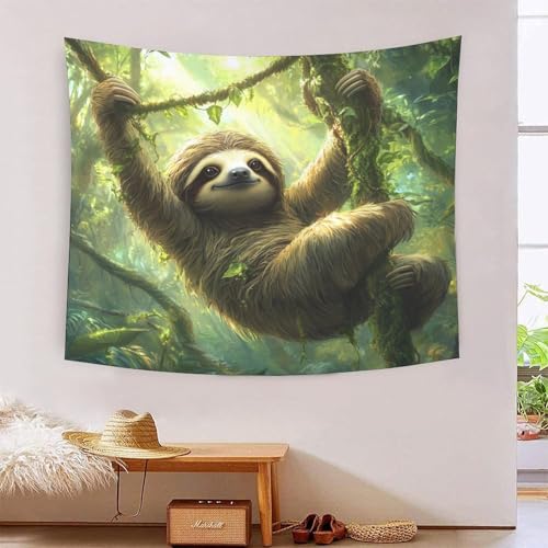 ICFGHJQRS Sloth 3D-Druck Wandteppich Poster Wanddekoration Tapestry Zubehör Raumteiler Tapisserie Verwendet In Schlafzimmer, Wohnzimmer, Tagesdecke, Wanddekoration 130cmx150cm von ICFGHJQRS