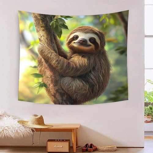 ICFGHJQRS Sloth 3D-Druck Wandteppich Poster Wanddekoration Tapestry Zubehör Trennwände Tapisserie für Schlafzimmer Wohnzimmer 150cmx200cm von ICFGHJQRS