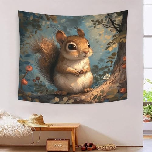 ICFGHJQRS Squirrel 3D-Druck Wandteppich Poster Ornament Wandkunst Tapestry Zubehör Trennwände Tapisserie Für Wohnzimmer Schlafzimmer 130cmx150cm von ICFGHJQRS
