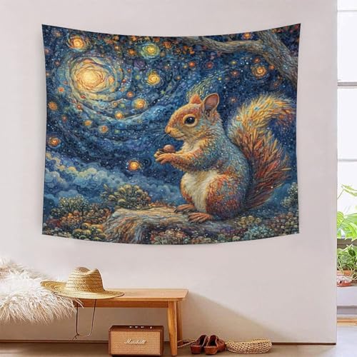 ICFGHJQRS Squirrel 3D-Druck Wandteppich Poster Wanddekoration Tapestry Zubehör Trennwände Tapisserie Für Wohnzimmer Schlafzimmer 150cmx200cm von ICFGHJQRS