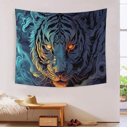 ICFGHJQRS Tiger 3D-Druck Wandteppich Poster Wanddekoration Tapestry Zubehör Raumteiler Wandteppich Verwendet in Schlafzimmer, Wohnzimmer, Tagesdecke, Wanddekoration 130 cm x 150 cm von ICFGHJQRS