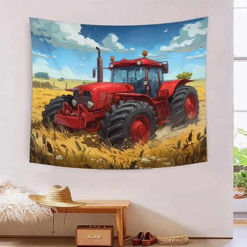 ICFGHJQRS Tractor 3D-Druck Wandteppich Poster Wanddekoration Tapestry Zubehör Raumteiler Wandteppich Verwendet in Schlafzimmer, Wohnzimmer, Tagesdecke, Wanddekoration 100 cm x 150 cm von ICFGHJQRS