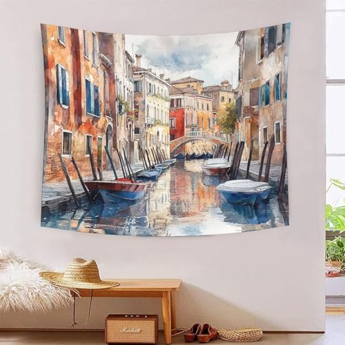 ICFGHJQRS Venice Canals 3D-Druck Wandteppich Poster Ornament Wandbild Zubehör Raumteiler Wandteppich für Schlafzimmer Wohnzimmer 150 cm x 200 cm von ICFGHJQRS