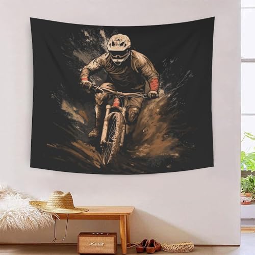 ICFGHJQRS Wanddecke mit 3D-Mountainbike-Druck, Heimdekoration, Bettwäsche, Poster, Wandkunst, Wandteppich, Wandbehang, weiches Polyester, für Schlafzimmer, Wohnzimmer, Wohnheim, Heimdekoration, 130 x von ICFGHJQRS