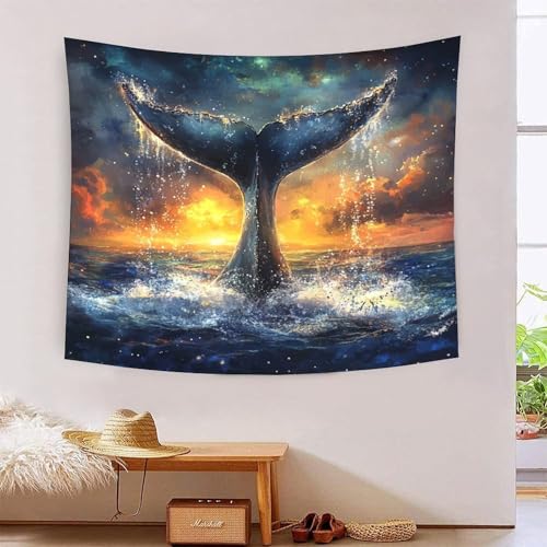 ICFGHJQRS Whale 3D-Druck Wandteppich Poster Ornament Wandkunst Tapestry Zubehör Raumteiler Tapisserie für Schlafzimmer Wohnzimmer 180cmx230cm von ICFGHJQRS