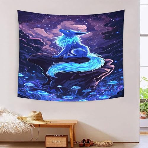ICFGHJQRS Wolf 3D-Druck Wandteppich Poster Ornament Wandkunst Tapestry Stoff Wand hängende Dekoration verwendet im Schlafzimmer, Wohnzimmer, Tagesdecke, Wanddekoration 100 x 150 cm von ICFGHJQRS