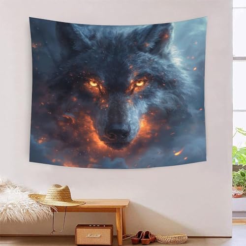 ICFGHJQRS Wolf 3D-Druck Wandteppich Poster Ornament Wandkunst Tapestry Zubehör Raumteiler Tapisserie Für Wohnzimmer Schlafzimmer 150cmx200cm von ICFGHJQRS