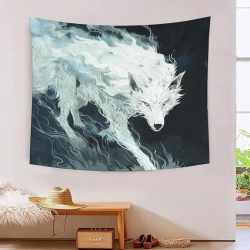 ICFGHJQRS Wolf 3D-Druck Wandteppich Poster Ornament Wandkunst Tapestry Zubehör Raumteiler Tapisserie Für Wohnzimmer Schlafzimmer Schlafsaal 150cmx200cm von ICFGHJQRS