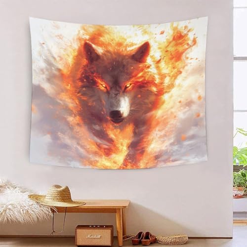 ICFGHJQRS Wolf 3D-Druck Wandteppich Poster Ornament Wandkunst Tapestry Zubehör Raumteiler Wandteppich Verwendet in Schlafzimmer, Wohnzimmer, Tagesdecke, Wanddekoration 150cmx200cm von ICFGHJQRS