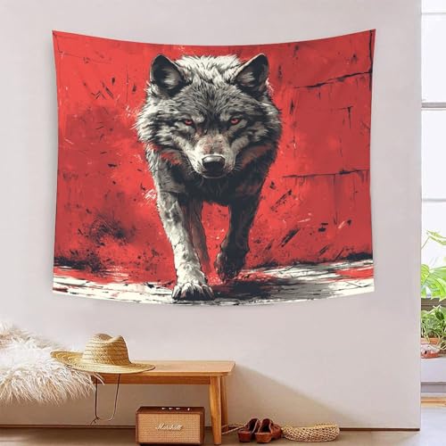 ICFGHJQRS Wolf 3D-Druck Wandteppich Poster Ornament Wandkunst Tapestry Zubehör Raumteiler Wandteppich für Schlafzimmer Wohnzimmer 180cmx230cm von ICFGHJQRS
