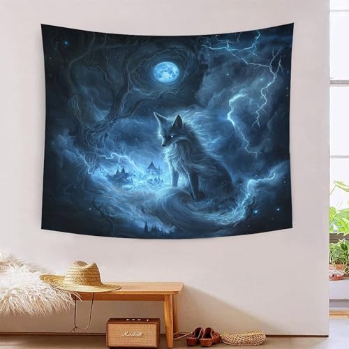 ICFGHJQRS Wolf 3D-Druck Wandteppich Poster Ornament Wandkunst Tapestry Zubehör Trennwände Wandteppich für Wohnkultur 100cmx150cm von ICFGHJQRS