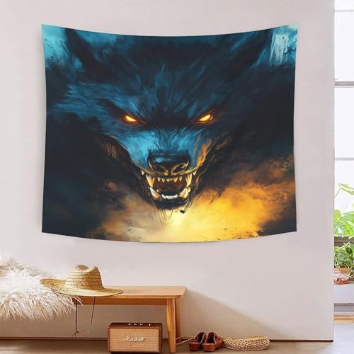 ICFGHJQRS Wolf 3D-Druck Wandteppich Poster Wanddekoration Tapestry Zubehör Raumteiler Tapisserie Für Wohnzimmer Schlafzimmer Schlafsaal 130cmx150cm von ICFGHJQRS
