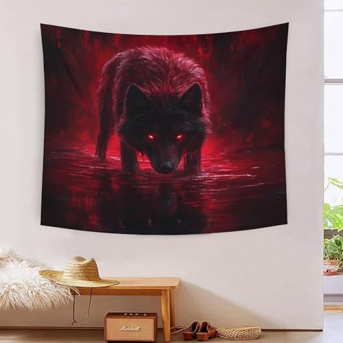 ICFGHJQRS Wolf 3D-Druck Wandteppich Poster Wanddekoration Tapestry Zubehör Raumteiler Wandteppich Verwendet in Schlafzimmer, Wohnzimmer, Tagesdecke, Wanddekoration 130 cm x 150 cm von ICFGHJQRS