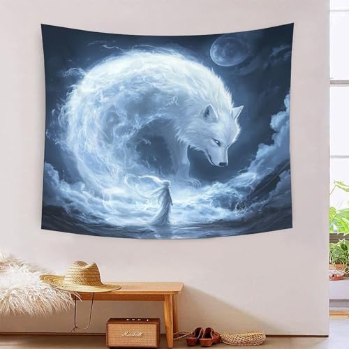 ICFGHJQRS Wolf 3D-Druck Wandteppich Poster Wanddekoration Tapestry Zubehör Raumteiler Wandteppich für Wohnzimmer Schlafzimmer Schlafsaal 180cmx230cm von ICFGHJQRS