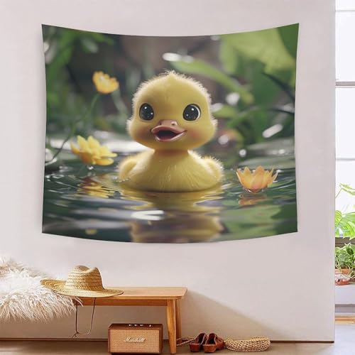 ICFGHJQRS Yellow Duck 3D-Druck Wandteppich Poster Ornament Wandkunst Tapestry Zubehör Raumteiler Tapisserie Für Schlafzimmer, Wohnzimmer, Schlafsaal 150cmx200cm von ICFGHJQRS