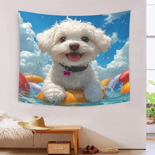Poodle 3D-Druck Wandteppich Poster Ornament Wandkunst Tapestry Stoff Wand hängende Dekoration verwendet im Schlafzimmer, Wohnzimmer, Tagesdecke, Wanddekoration 180 x 230 cm von ICFGHJQRS