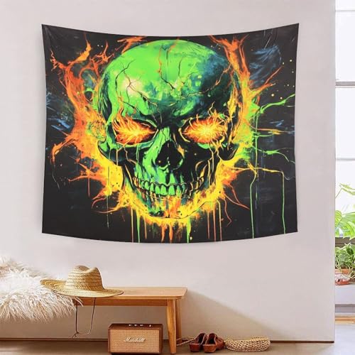 Skull 3D-Druck Wandteppich Poster Ornament Wandkunst Tapestry Stoff Wand hängende Dekoration Verwendet in Schlafzimmer, Wohnzimmer, Tagesdecke, Wanddekoration 100cmx150cm von ICFGHJQRS