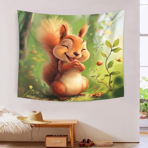 Squirrel 3D-Druck Wandteppich Poster Ornament Wandkunst Tapestry Stoff Wand hängende Dekoration verwendet in Schlafzimmer, Wohnzimmer, Tagesdecke, Wanddekoration 150cmx200cm von ICFGHJQRS
