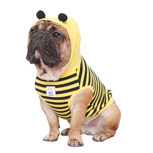 iChoue Daily Wear Bee Hoodies, niedliche Hundekostüme für Halloween Weihnachten, Outfits für mittelgroße Hunde, ärmellose Pullovershirts, Kleidung für französische englische Bulldogge, Mops, Pitbull – von ICHOUE