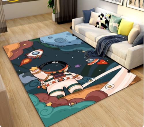 ICOBES Astronaut Weltraum Cartoon Bereich Teppich, Teppich Teppich Für Wohnzimmer Kinderzimmer Sofa Fußmatte, Kind Anti-Rutsch Bodenmatte 200X300Cm von ICOBES