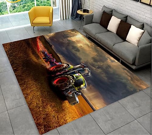 ICOBES Auto Traktor Serie Muster LKW Bereich Teppich, Teppich Teppich Für Zu Hause Wohnzimmer Schlafzimmer Sofa Fußmatte, Kinder rutschfeste Bodenmatte 80X120Cm von ICOBES