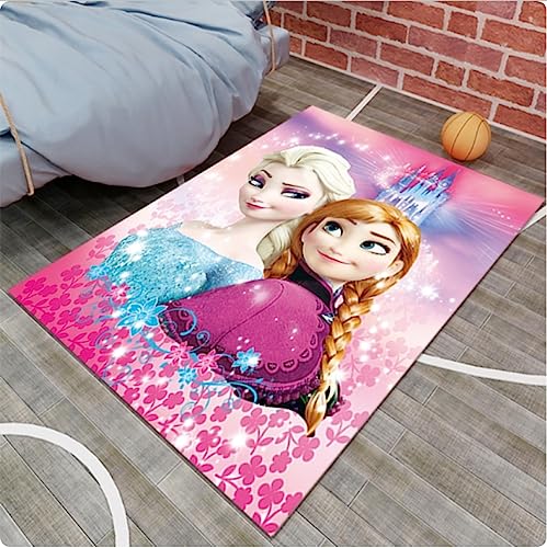 ICOBES Cartoon Kinder Teppich Schlafzimmer Niedlich Die Eiskönigin Prinzessin Zimmerbodenmatte Küchenteppich Lounge Teppich Dekor Zuhause 140X200Cm von ICOBES