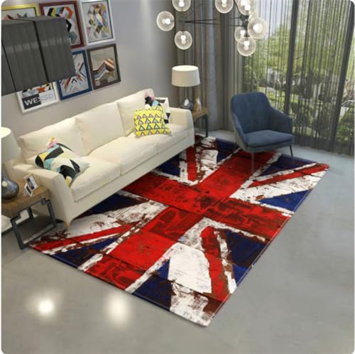 ICOBES England Flagge Teppich Für Wohnzimmer Retro British Area Teppich Zimmercouchtisch Matte Bodenmatte Für Schlafzimmer Anti-Rutsch Teppich 200X300Cm von ICOBES