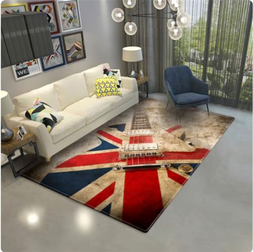 ICOBES England-Flaggenteppich Für Wohnzimmer Retro Britischer Teppich Zimmer Couchtischmattebodenmatte Für Schlafzimmer Anti-Rutsch-Teppich 60X90Cm von ICOBES