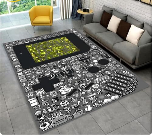 ICOBES Retro Spielkonsole Bereich Teppich, Teppich Teppich Für Zuhause Wohnzimmer Kinder Schlafzimmer Sofa Fußmatte Dekor, rutschfeste Bodenmatte 80X120Cm von ICOBES