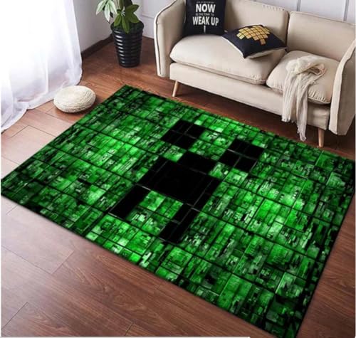 ICOBES Spiel Teppich Meine Welt Bedruckter Teppich Mosaik Muster Teppich Gamer Zimmer Dekor Schlafzimmer Bodenpolster Wohnzimmer Türpolster 100X160Cm von ICOBES