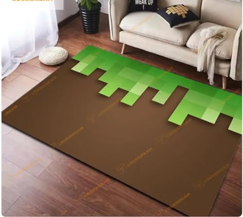 ICOBES Spiel Teppich Meine Welt Bedruckter Teppich Mosaik Muster Teppich Gamer Zimmer Dekor Schlafzimmer Bodenpolster Wohnzimmer Türpolster 120X160Cm von ICOBES