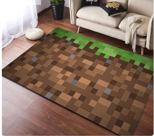 ICOBES Spiel Teppich Meine Welt Bedruckter Teppich Mosaik Muster Teppich Gamer Zimmer Dekor Schlafzimmer Bodenpolster Wohnzimmer Türpolster 100X160Cm von ICOBES