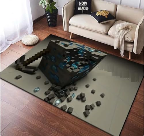 ICOBES Spiel Teppich Meine Welt Bedruckter Teppich Mosaik Muster Teppich Gamer Zimmer Dekor Schlafzimmer Bodenpolster Wohnzimmer Türpolster 50X80Cm von ICOBES