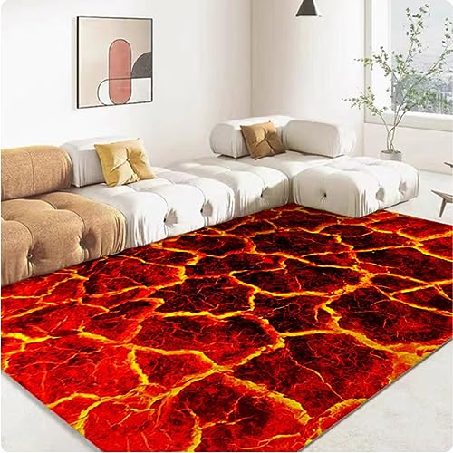 ICOBES Vulkan Lava Magma Area Teppich Roter Teppich Für Wohnzimmer Schlafzimmer Sofa Home Decor Kinder Spiel Spiel rutschfeste Bodenmatte 200X300Cm von ICOBES