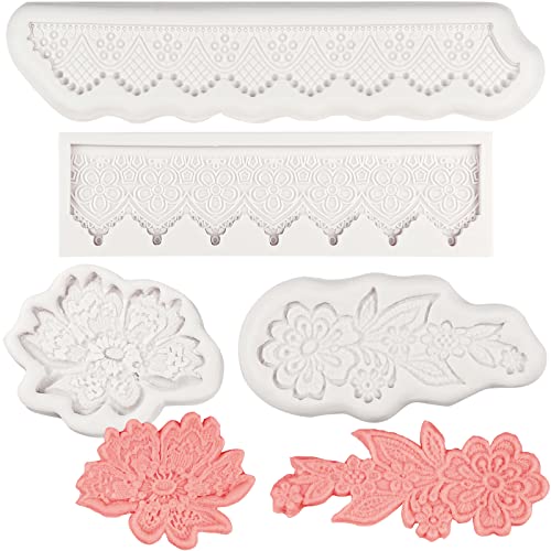 Spitzen-Fondantformen, 4 Stück, Pfingstrosen, Stickerei, Schokolade, Kuchen, Bordüre, Dekoration, Süßigkeiten, Zucker, Basteln, Backwerkzeuge, Cupcake-Topper, Blumenpaste, Kekse, Marzipan, Mousse, Spitzen-Fondantformen, 4 Stück, Pfingstrosen, Stickerei, Schokolade, Kuchen, Bordüre, Dekoration, Süßigkeiten, Zucker, Basteln, Backwerkzeuge, Cupcake-Topper, Blumenpaste, Kekse, Marzipan, Mousse, von ICOCONG