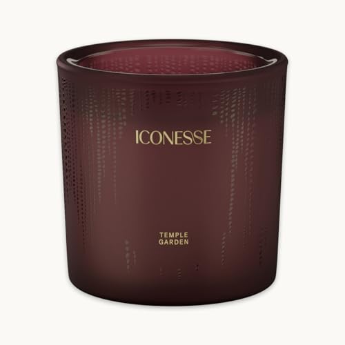 ICONESSE Temple Garden Duftkerze 150g – Vegane, handgegossene Sojawachskerze mit bis zu 26 Std. Brenndauer – Ambra-Duft mit Zitrone, Kräutern & Himbeere – Inspiriert von Yin Hong handgegossen von ICONESSE