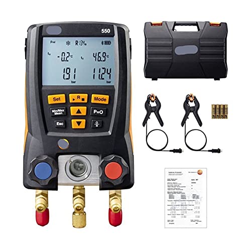 ICOSAR Power Probe Testo 550 Pressuer-Messgerät for Kühlsystem AIR-Pressuer-Testmessgeräte HVAC. Manometer mit 2 stücke Klemmsonden 0563 1550 (Color : White) von ICOSAR