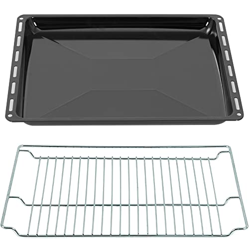 ICQN Backbleche & - Gitter mm Set 465 x 370 x 30 mm, Emailliert Fettpfanne, Verchromt Backofenrost und Emaille Backblech für Backofen & Herd, Gitterrost 465 x 375 mm, Schwarz ICQN Backbleche & - Gitter mm Set 465 x 370 x 30 mm, Emailliert Fettpfanne, Verchromt Backofenrost und Emaille Backblech für Backofen & Herd, Gitterrost 465 x 375 mm, Schwarz von ICQN