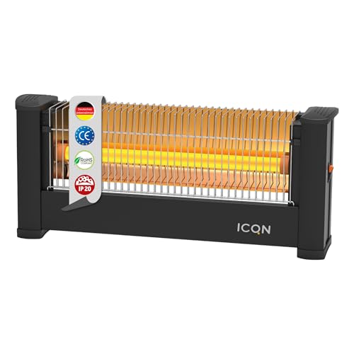ICQN Infrarot Standheizstrahler, Für Räume bis 9m², 900 W, IP20, Elektroheizung, 135 Zentimeter Kabel, Heizstrahler für Büro oder Haus, Infrarotheizer, IQ.0900.APW von ICQN