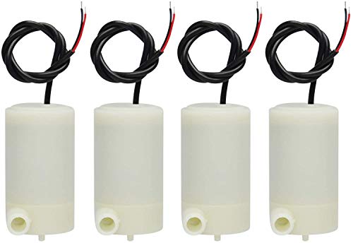 ICQUANZX 4 pcs Mini Micro Submersible Water Pump 3V -5V 1.2-1.6L/min 0.3-0.8 Meters,for Fish Tank Fountain Aquarium von ICQUANZX