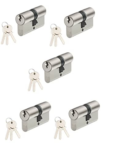 ICSA MADE IN ITALY Zylinderschloss 30/30 [5er-Pack] nkl. 15 Schlüssel SKG zertifiziert Tür Zylinder Schließzylinder 60mm Türschloss Gleichschließend von ICSA