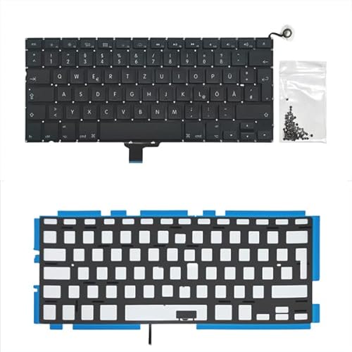 ICTION Neue GR DE Germany Deutsche Tastatur mit Hintergrundbeleuchtung und Tastaturschrauben Ersatz für MacBook Pro 13 Zoll A1278 2009-2012 Jahr von ICTION