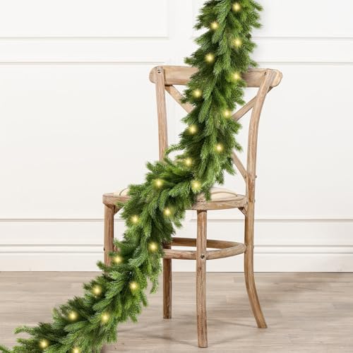 2,7m Weihnachtsgirlande Norfolk Kiefer Girlande mit Licht 2,7m Weihnachtsgirlande Norfolk Kiefer Girlande mit Licht von ICX