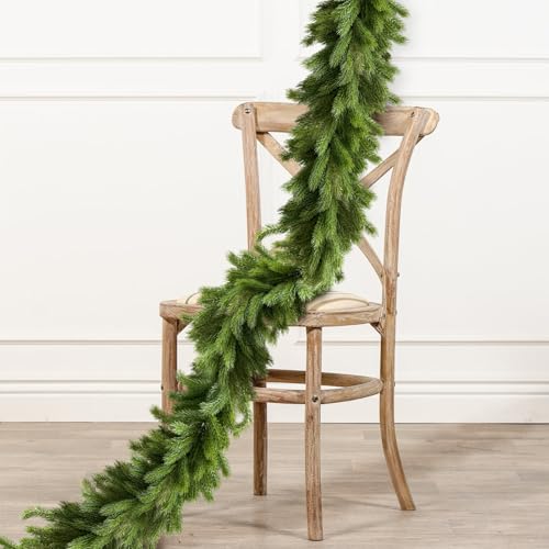 Weihnachtsgirlande aus Kiefernholz, realistische Dicke, künstliche Zedern-Girlanden, weiche Norfolk-Kiefergirlande für Zuhause, Kamin, Kaminsims, Tisch, drinnen und draußen, 2 Stück Weihnachtsgirlande aus Kiefernholz, realistische Dicke, künstliche Zedern-Girlanden, weiche Norfolk-Kiefergirlande für Zuhause, Kamin, Kaminsims, Tisch, drinnen und draußen, 2 Stück von ICX