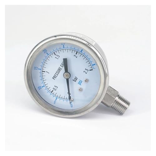 ICXLPMC 0-2.5bar 1/8" BSPT Male 60mm Dial Pressure Gauge 304 Stainless Bar PSI N2 Steam Brewing Pneumatic Accuracy Class 2.5% ICXLPMC 0-2.5bar 1/8" BSPT Male 60mm Dial Pressure Gauge 304 Stainless Bar PSI N2 Steam Brewing Pneumatic Accuracy Class 2.5% von ICXLPMC